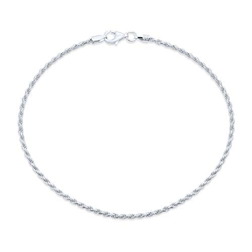 Bling Jewelry Strong Cable Rope Chain Anklet Strand Ankle Bracelet Yellow Gold Plated .925 Sterling Silver - color: Silver