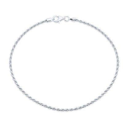 Bling Jewelry Strong Cable Rope Chain Anklet Strand Ankle Bracelet Yellow Gold Plated .925 Sterling Silver - color: Silver