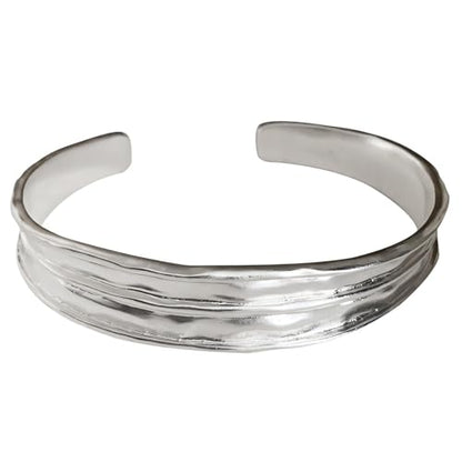 925 Sterling Silver Bangles For Women Handmade Silver Bangles Open Adjustable Bangle Bracelets For Women Silver Open Cuff Bracelets Stackable Wrap Bangles Festival Jewelry Gifts - color: Style 08