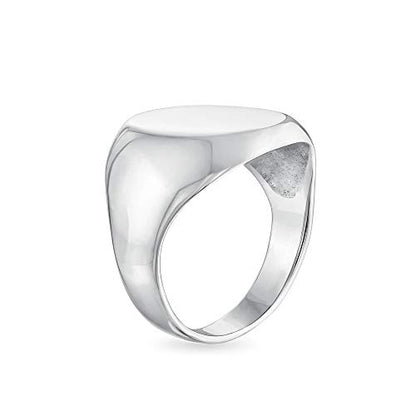 Bling Jewelry Basic Simple Initial Monogram Engravable .925 Sterling Silver Oval Signet Ring For Men Women Teen Shinny Polish Finish - color: Silver Engrave