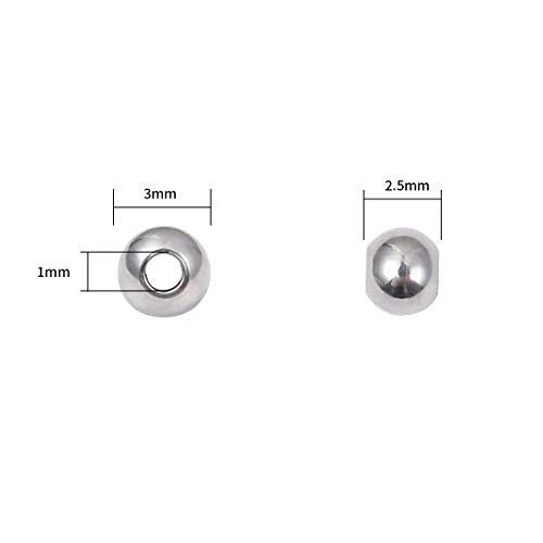 Stainless Steel Spacer Beads 3x2.5mm Round Loose Charm Caps Beads for DIY Jewelry Making 100pcs with 1mm Hole - color: 3x2.5mm 1mm