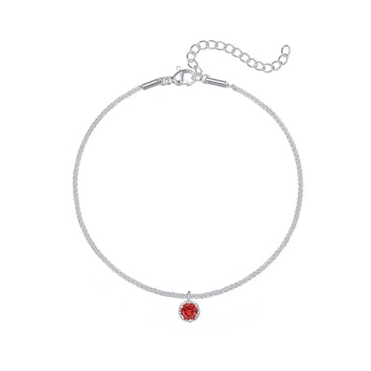 Wellike Silver Ankle Bracelets For Women Waterproof Birthstone Anklets Adjustable Sparkly Chain Silver Plated Stainless Steel Anklet Non Tarnish Jewelry - color: KKWJL185-1