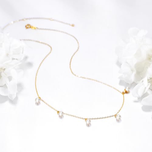 KECHO 14k Gold Pearl Necklace for Women, Freshwater Pearl Pendant Jewelry Wedding Anniversary Birthday Gifts for Her - style: F-Five Pearls Necklace