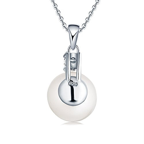 925 Sterling Silver Freshwater Cultured Pearl Pendant Necklace JO WISDOM Jewelry for Women,Girls - color: 10mm,White Pearl