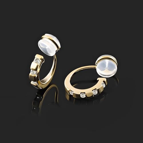 Clip On Earrings for Women – 18K Real Gold Plated Non-Pierced Hoop Earrings, Comfortable Clip On Hoops for Non-Pierced Ears, Gold & White Gold Options