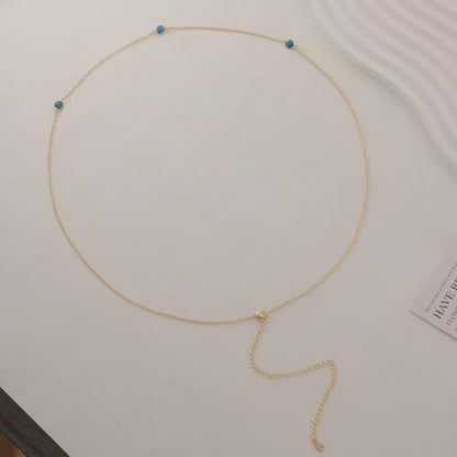 BERISO 14K Gold Plated Body Chain for Women - Sexy Waist Beads Chain, Adjustable Beach Body Jewelry, Elegant Bikini Belly Chain, Boho Festival Layered Body Jewelry (26.5-33 Inch) - style: Body Chain-C