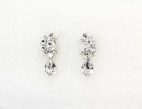 Faship Statement Dangling Floral Clip On Earrings For Women - color: Clear
