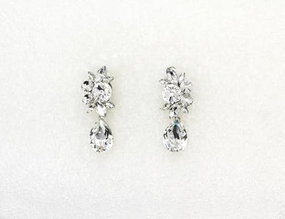 Faship Statement Dangling Floral Clip On Earrings For Women - color: Clear
