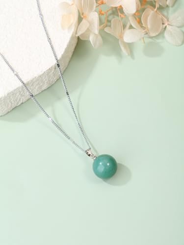 Jovivi Amethyst Obsidian Healing Crystals Ball Necklace for Women Men | 14mm Natural Stone Round Ball Bead Necklace Handmade Gemstone Pendant Protection Crystals Birthstone Jewelry - color: Green Aventurine