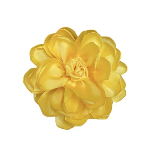 Dainty Fabric Rose Flower Large Brooch Lapel Pins Flower Brooches Pin Classic for Wedding Party Dance Banquet for Women Dress Suit Clothes Accessories Jewelry 100mm - color: Yellow