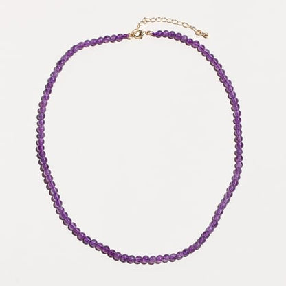 Simple 4mm Gemstones and Crystals Choker Necklace Unisex 16"-18" | Necklaces for Women Men, Adjustable, 40-45 cm Chain Length, Handmade, Spiritual Gemstones, Positive Energy, Daily Wear - style: Amethyst