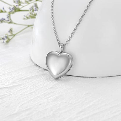 SOULMEET 10K 14K 18K Solid White Gold/Silver Minimalist Style/Infinity Sunflower Heart/Oval Locket Necklace That Holds 1 or 2 Pictures Personalized Photo Locket Necklace Letters Engraving - style: B3-white locket+photo+text