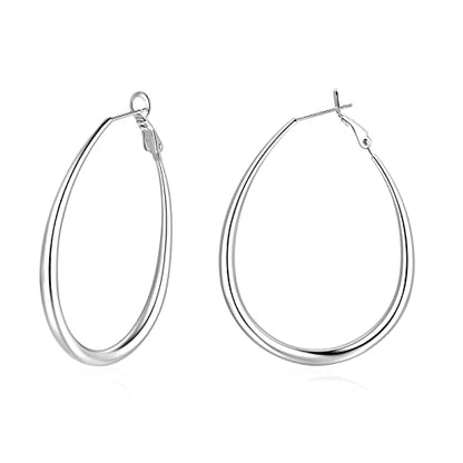 Hoop Earrings for Women, 14K Gold Sterling Silver Chunky Twisted Hoops Earring Hypoallergenic Ear Jewelry - color: Silver-55mm