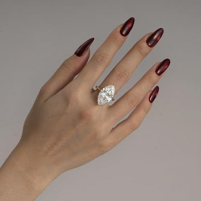 DIAMONBLISS Marilyn Monroe 10-Carat Big Solitaire Ring For Women | 14K Gold Plated 925 Sterling Silver Glamorous Cocktail Ring | 100 Facet Cubic Zirconia CZ Simulated Diamond - style: Marquise 10 Carats