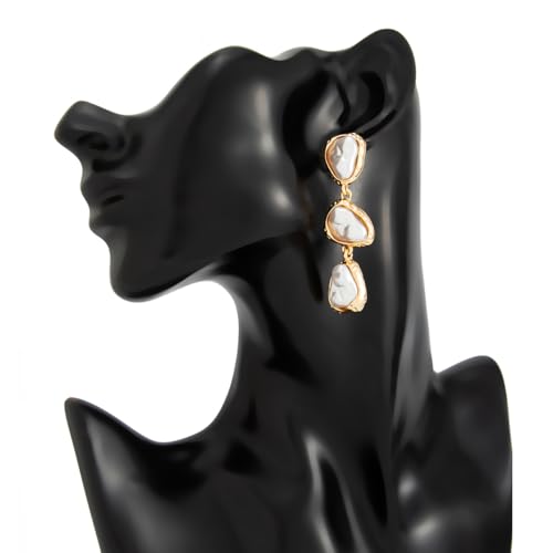 Baroque Pearl Dangle Drop Earrings for Women Gold Plated Irregular Pearl Earrings Fashion Statement Jewelry for Wedding Party - color: Gold