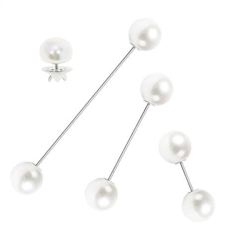 Pearl Brooches Pins 3/4/5Pcs Double Faux Pearl Sweater Shawl Clips Vintage Shirts Pin for Women Clothing Dresses Decoration Accessories - color: White