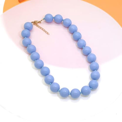 JNF Chunky Beaded Necklaces Women Large Big Ball Bead Choker Necklace Bold Statement Beads jewelry Gift - color: light blue