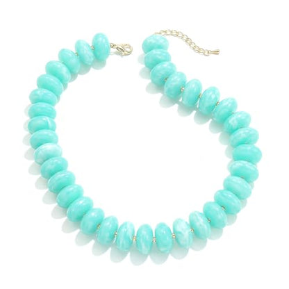 Elegance 11 designs Colorful Chunky Beaded Necklace for Women,Thick Acrylic Disc Bead Choker Statement Necklace Cute Trendy Necklaces Jewelry Gifts for Women - color: Teal blue