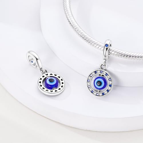 HONGRUI 925 Sterling Silver Charm for Bracelets Fashion Women Jewelry Gift - color: Blue Evil Eye