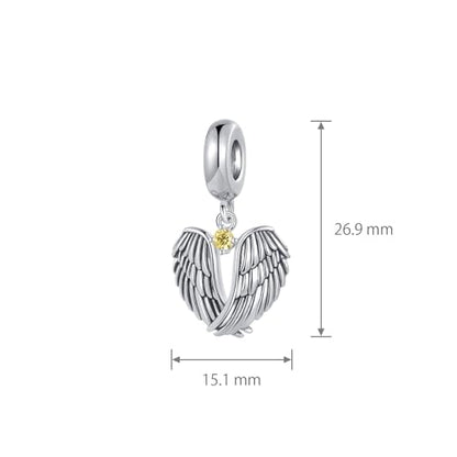 LSxAB Guardian Angle Wings Jan-Dec Birthstone Charm Compatible with Pandora Charms Bracelets for Women Charm - style: 11 Yellow