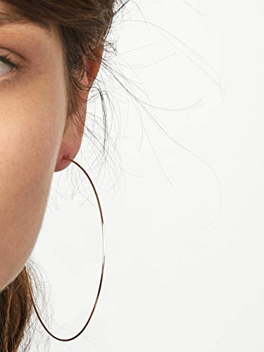 3 Pairs Thin Extra Large Hoop Earrings Set，Fashion Huge Gold Hoops 18k Gold Plated Lightweight Stainless Steel Hoops Big Geometric Round Gold Hoop Earrings Set Minimalist Jewelry for Women - size: 70MM