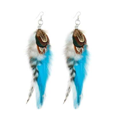 RUOFFETA Long Feather Earrings for Women, Boho Bohemian Earrings Multicolor Tassel Handmade Feather Earrings for Women Dangling - style: Style S