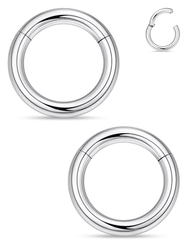 20G 18G 16G 14G 12G 10G 8G 6G 4G 2G Nose Rings Hoops Astm F136 Titanium Clicker Septum Lip Ring Tragus Helix Daith Rook Conch Snug Cartilage Lobe Earrings Hoop Piercing Jewelry For Women Men - size: 10G-16MM
