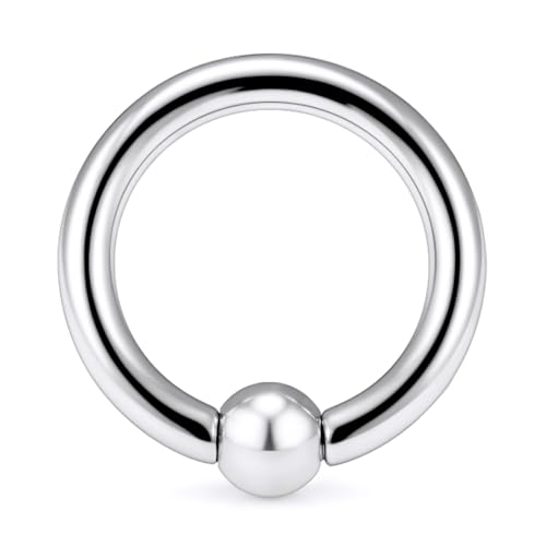 12G 10G 8G 6G 4G 2G 0G 00G Large Septum Rings Gauges Earrings Hoops 316L Surgical Steel Spring Action Captive Bead PA Ring CBR Septum Nose Rings Piercing Jewelry for Women Men - color: Silver, size: 12G=2mm Inner Dia: 3/8" (10mm)