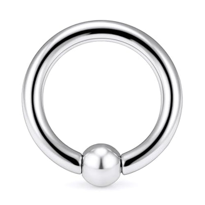 12G 10G 8G 6G 4G 2G 0G 00G Large Septum Rings Gauges Earrings Hoops 316L Surgical Steel Spring Action Captive Bead PA Ring CBR Septum Nose Rings Piercing Jewelry for Women Men - color: Silver, size: 12G=2mm Inner Dia: 3/8" (10mm)