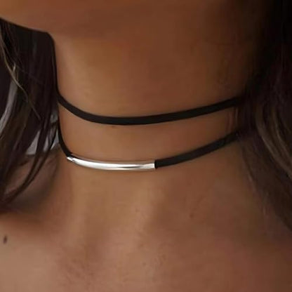 Black Choker Necklaces for Women 90s Red Black Velvet Choker Necklace Thick Thin Chocker Tube Heart Circle Choker Necklace Lace Tatto Collar Necklace Goth Choker Jewelry - style: A2-Tube