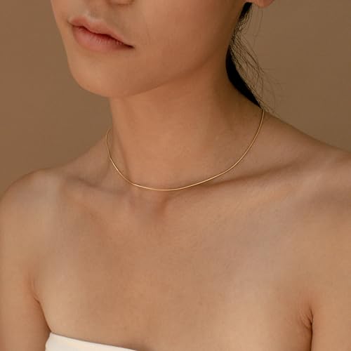 BAYLAY Gold Necklace for Women, Gold Chain for Women | 18K Gold Plated, Dainty Gold Necklace for Women, Necklace Chain, Gold Jewelry, Gifts, Size 16/18/20/22/24/26 Inch - size: 22, style: Herringbone(0.9mm)