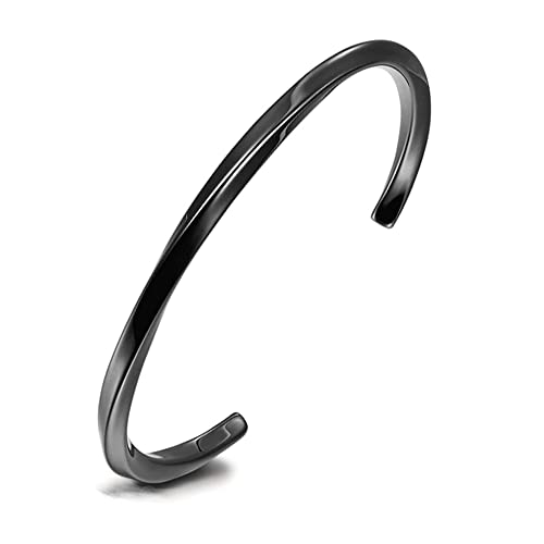 VNOX Bracelet for Men Women | Mens Stainless Steel Cuff Bracelet Bangle Twist Mobius Endless Love Bracelet | Christmas Birthday Gift for Men Women - color: Black, size: [Medium] Fit 6-6.5" Wrist