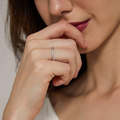 EAMTI 2mm 925 Sterling Silver Wedding Band Half Eternity Stackable Engagement Ring Size 3-13 - color: Silver-Full-Milgrain