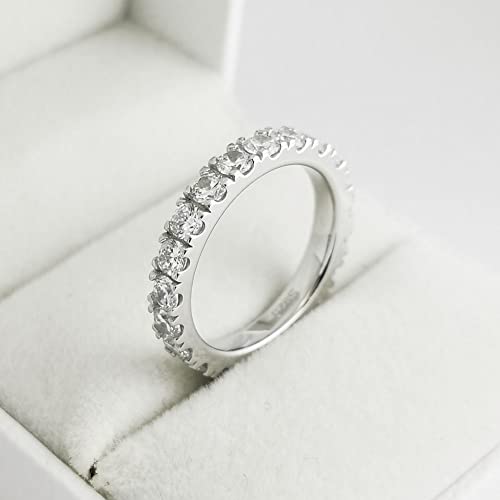 Bo.Dream Cubic Zirconia Eternity Rings Wedding Band 925 Sterling Silver - color: 2.1ct.tw(3mm full)