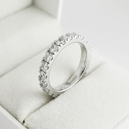 Bo.Dream Cubic Zirconia Eternity Rings Wedding Band 925 Sterling Silver - color: 2.1ct.tw(3mm full)