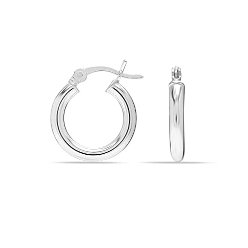 Charmsy 925 Sterling Silver Hoop Earrings | Lightweight Italian 2.5mm Tube Diamond-Cut Round Classic Hoops Earring for Women | Size 15/20/25/30/35/40/50/60/70mm | Small Medium Large - color: Classic, size: 15 MM