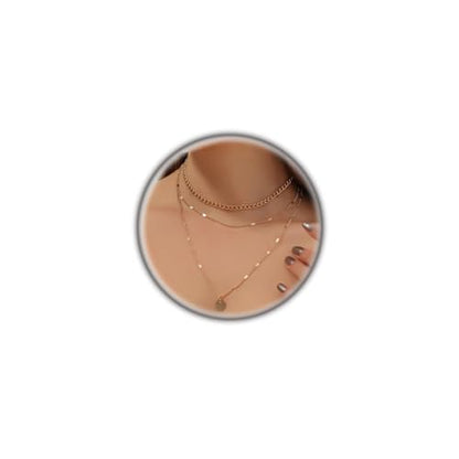 3Pcs Gold Circle Pendant Necklace Set Dainty Layered Stacked Pearls Chain Choker Necklace Trendy Birthday Jewelry Accessory Gift for Women - color: Gold Coin