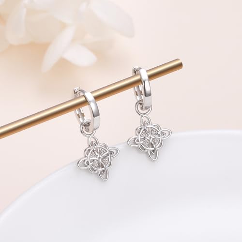 S925 Sterling Silver Celtic Knot Earrings for Women Irish Good Luck Drop Dangle Hook Earrings - style: Dangle Huggie - Witch's Knot