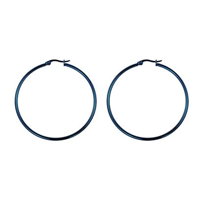 Rounded Hoops Earrings (20mm-60mm Diameter) - color: Blue 50mm