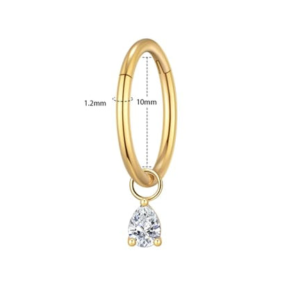 Ourania 16G Gold Stainless Steel Zircon Dangle Huggie Hoop Rook Piercing Helix Hoop Earring Tragus Hoop Cartilage Piercing for Women - color: Triangle Gold 2PCS, size: 1.2*10mm 2pcs