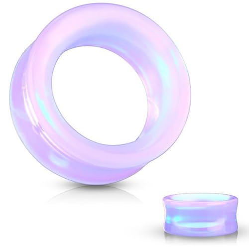 Lavender Opalite hollow Glass Ear Plug gauges ear tunnel gauges includes sizes 2 gauge though 25mm 1 inch ear stretching gauges stretching jewerly piercing plugs 00 gauge - size: 10 mm (00 gauge)
