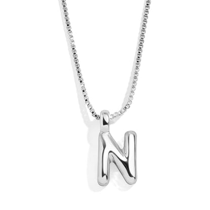 BaubleBar Gold-Plated Initial Necklace - Bubble or Signature Letter Pendant, 17-Inch Chain Necklace with Lobster Clasp, Fashion Jewelry, Perfect Personalized Gift for Women - color: N