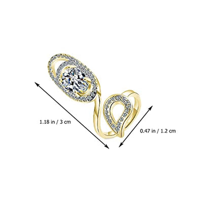 Holibanna Adjustable Open Fingernail Ring with Rhinestone Crystal Decoration Nail Art Charm for Women Party and Dance Finger Jewelry