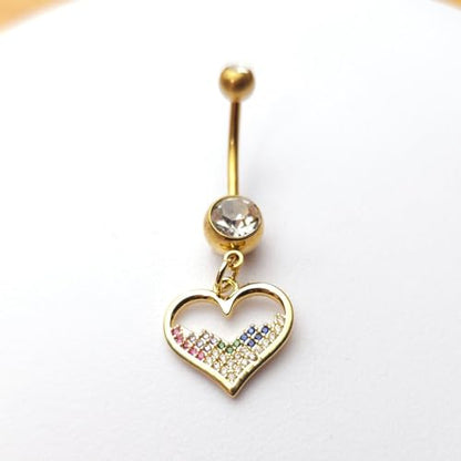 14G Blue CZ Evil Eye Sun Heart Dangle Belly Button Rings for Women 14K Gold Plated Surgical Steel Belly Navel Barbell Enamel Starry Sky Colorful Crystal Dangling Navel Rings Belly Piercing Jewelry - style: Style5