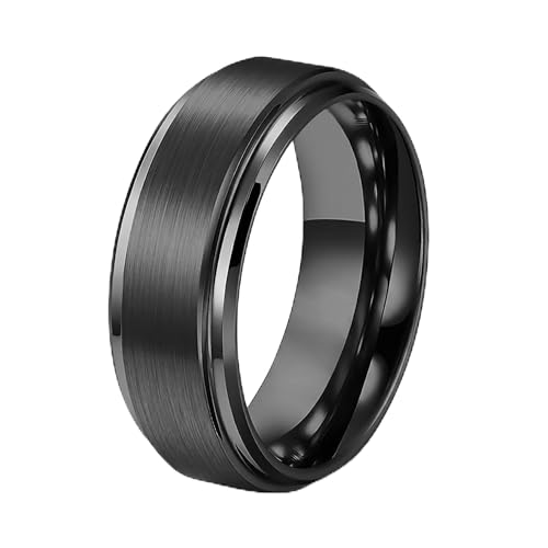 6mm 8mm Black/Gold/Silver/Purple Classic Stainless Steel Wedding Band Ring For Men Womem Matte Brushed Finish Comfort Fit Size 5-12 - color: 8mm-Black