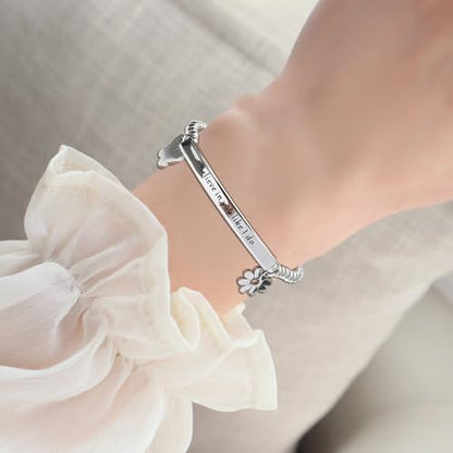DS Inspirational Bracelet for Women Christian Engraved Bibler Verse Cross Butterfly Daisies Charm Bracelet, Exquisite Stainless Steel Jewelry Daughter Best Friend Bestie - style: Believe in you like i do--Silver 2