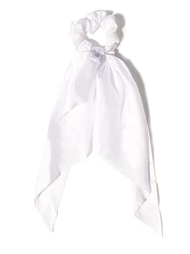 3PCS Hair Scarf Scruncheis for Women Knotted Bow Hair Ties Elastic Bands Satin Hair Ribbon Scrunchy Red Ponytail Holder for Women and Girls (Black White Gray) - color: Black White Gray