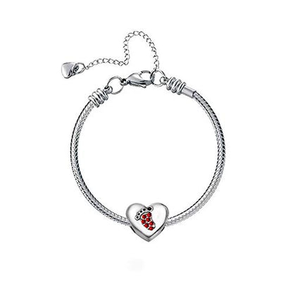 KunBead January-December Birthstone Footprint Heart Birthday Love Bead Charms Compatible with Pandora Bracelet for Mom Daughter Grandma Granddaughter - color: July