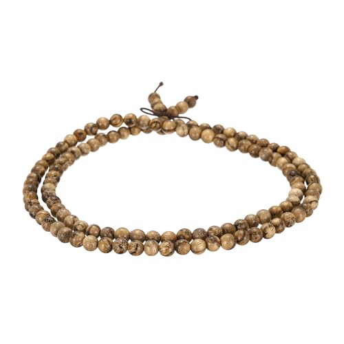 MECCANIXITY Prayer Beads Bracelet, Natural Wooden Bead Mala Bracelets Link Wrist Men Women Beaded Stretch Crafts Bangle - color: Agarwood Color