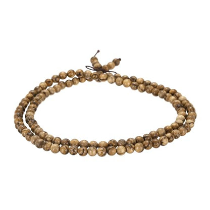 MECCANIXITY Prayer Beads Bracelet, Natural Wooden Bead Mala Bracelets Link Wrist Men Women Beaded Stretch Crafts Bangle - color: Agarwood Color